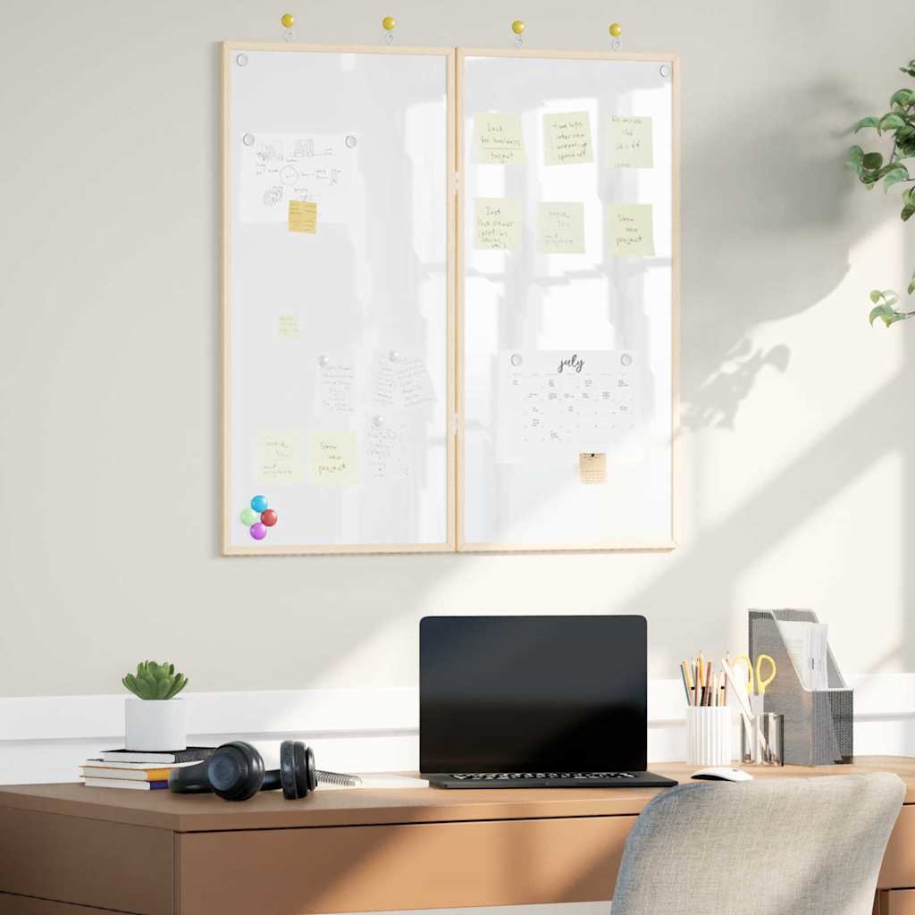 Magnetisches Whiteboard Weiß 80 x 1.4 x 80 cm Massivholz Kiefer