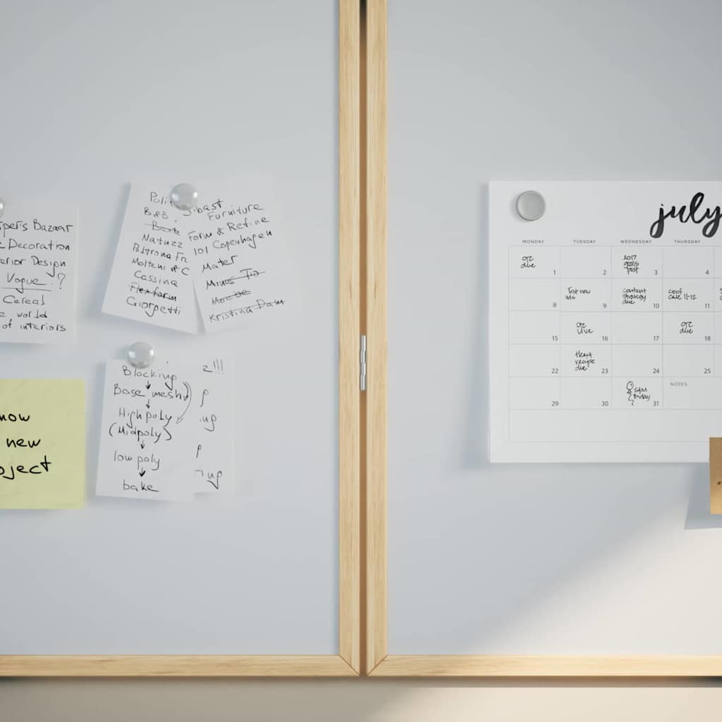 Magnetisches Whiteboard Weiß 80 x 1.4 x 80 cm Massivholz Kiefer