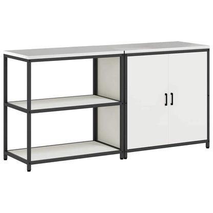 Küchenlager-Set 2 pcs Weiß 180 x 50 x 92 cm Kaltgewalzter Stahl