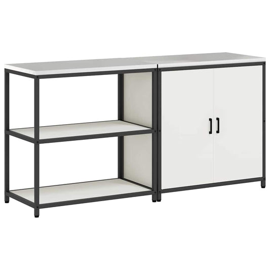 Küchenlager-Set 2 pcs Weiß 180 x 50 x 92 cm Kaltgewalzter Stahl