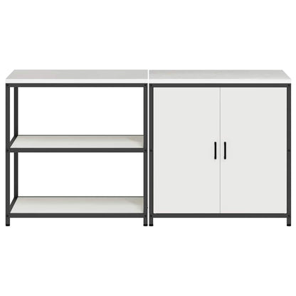 Küchenlager-Set 2 pcs Weiß 180 x 50 x 92 cm Kaltgewalzter Stahl