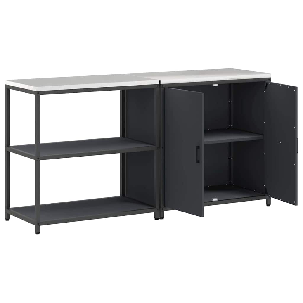 Küchenlager-Set mit Regal 2 pcs Anthrazit 180 x 50 x 92 cm