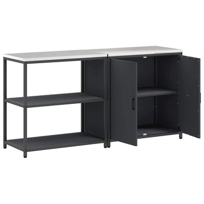 Küchenlager-Set mit Regal 2 pcs Anthrazit 180 x 50 x 92 cm