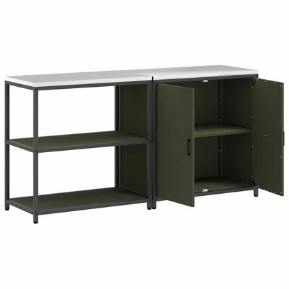 Küchenlager-Set mit Regal 2 pcs Olive Grün 180 x 50 x 92 cm