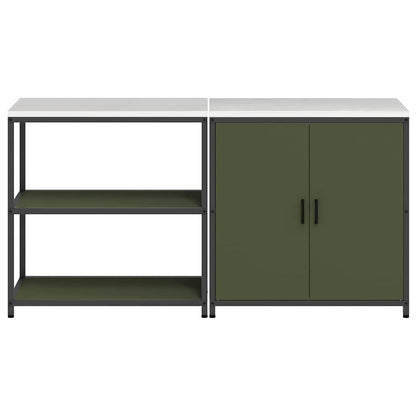 Küchenlager-Set mit Regal 2 pcs Olive Grün 180 x 50 x 92 cm