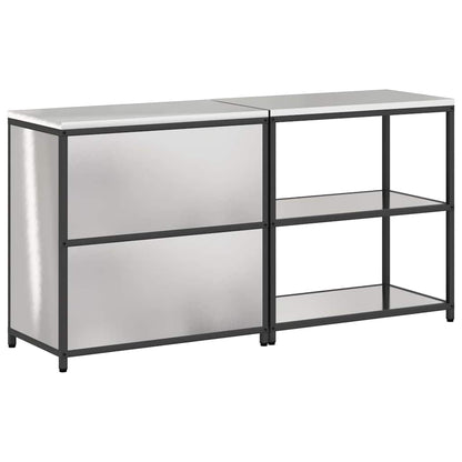 Küchenlager-Set mit Tür 2 pcs Silber 180 x 50 x 92 cm Edelstahl