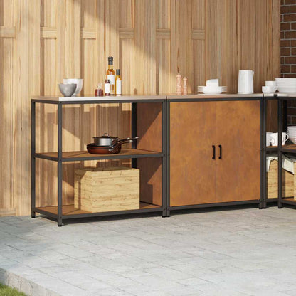 Küchenlager-Set mit Regal mit Tür 2 pcs Rostig 180 x 50 x 92 cm