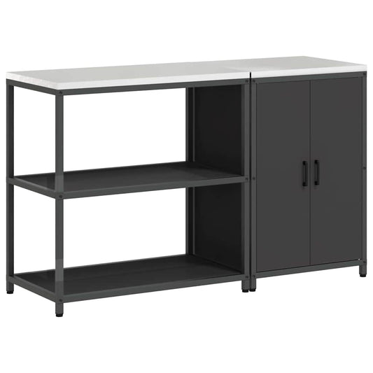 Küchenlager-Set mit Regal 2 pcs Schwarz 150 x 50 x 92 cm