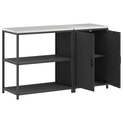 Küchenlager-Set mit Regal 2 pcs Schwarz 150 x 50 x 92 cm