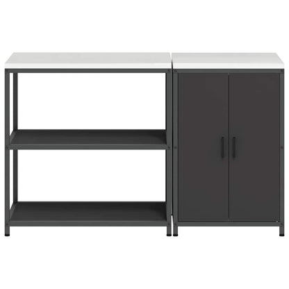 Küchenlager-Set mit Regal 2 pcs Schwarz 150 x 50 x 92 cm