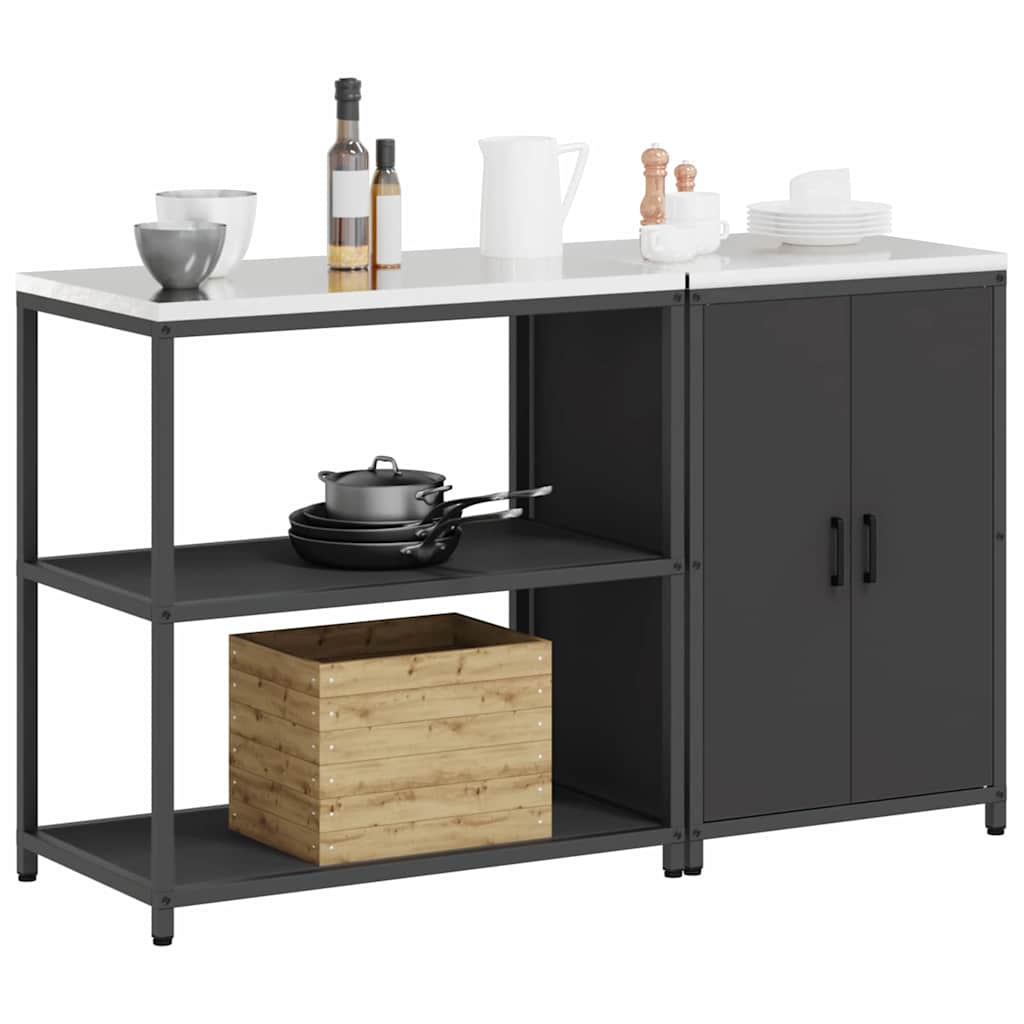 Küchenlager-Set mit Regal 2 pcs Schwarz 150 x 50 x 92 cm