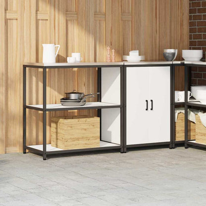 Küchenlager-Set 2 pcs Weiß 150 x 50 x 92 cm Kaltgewalzter Stahl