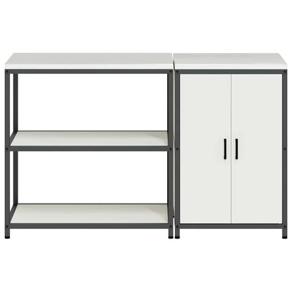 Küchenlager-Set 2 pcs Weiß 150 x 50 x 92 cm Kaltgewalzter Stahl