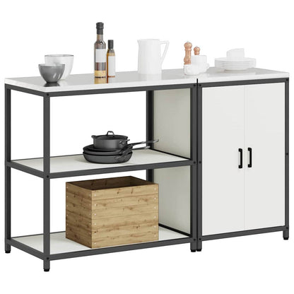 Küchenlager-Set 2 pcs Weiß 150 x 50 x 92 cm Kaltgewalzter Stahl