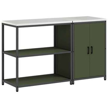 Küchenlager-Set mit Regal 2 pcs Olive Grün 150 x 50 x 92 cm