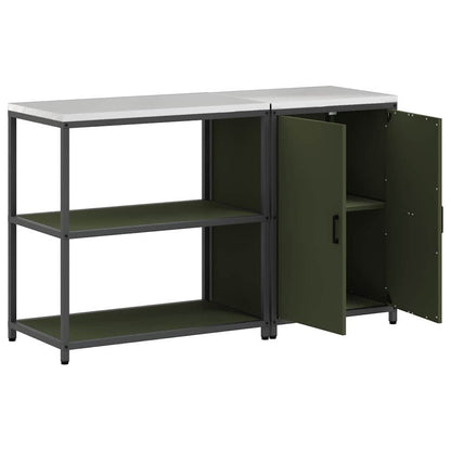 Küchenlager-Set mit Regal 2 pcs Olive Grün 150 x 50 x 92 cm