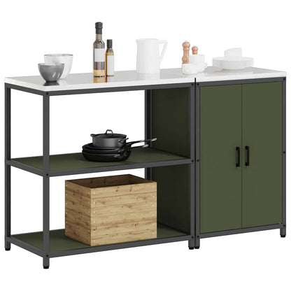 Küchenlager-Set mit Regal 2 pcs Olive Grün 150 x 50 x 92 cm