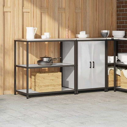 Küchenlager-Set mit Tür 2 pcs Silber 150 x 50 x 92 cm Edelstahl