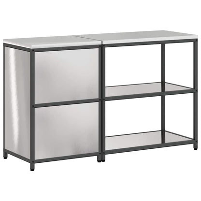 Küchenlager-Set mit Tür 2 pcs Silber 150 x 50 x 92 cm Edelstahl