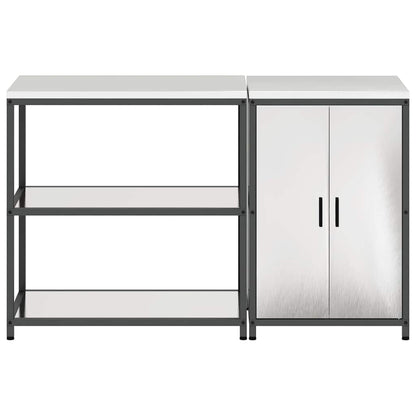 Küchenlager-Set mit Tür 2 pcs Silber 150 x 50 x 92 cm Edelstahl