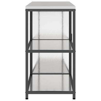 Küchenlager-Set mit Tür 2 pcs Silber 150 x 50 x 92 cm Edelstahl