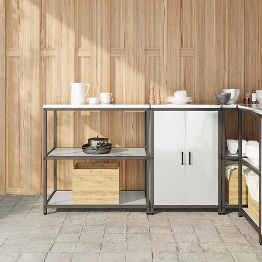 Küchenlager-Set 2 pcs Silber 150 x 50 x 92 cm Verzinkter Stahl