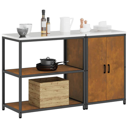 Küchenlager-Set mit Regal mit Tür 2 pcs Rostig 150 x 50 x 92 cm