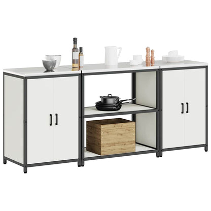 Aufbewahrungsset für die Küche mit Regal 3 pcs Weiß Stahl