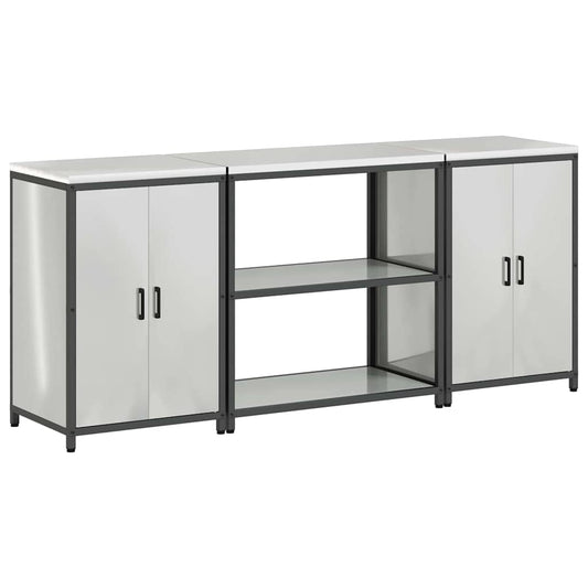 Aufbewahrungsset für die Küche mit Regal 3 pcs Silber Stahl