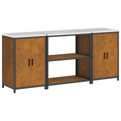 Aufbewahrungsset für die Küche mit Regal 3 pcs Rostig Stahl