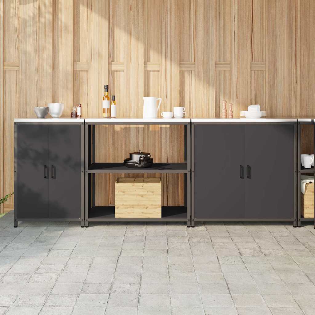 Küchenlager-Set mit Regal 3 pcs Schwarz 240 x 50 x 92 cm