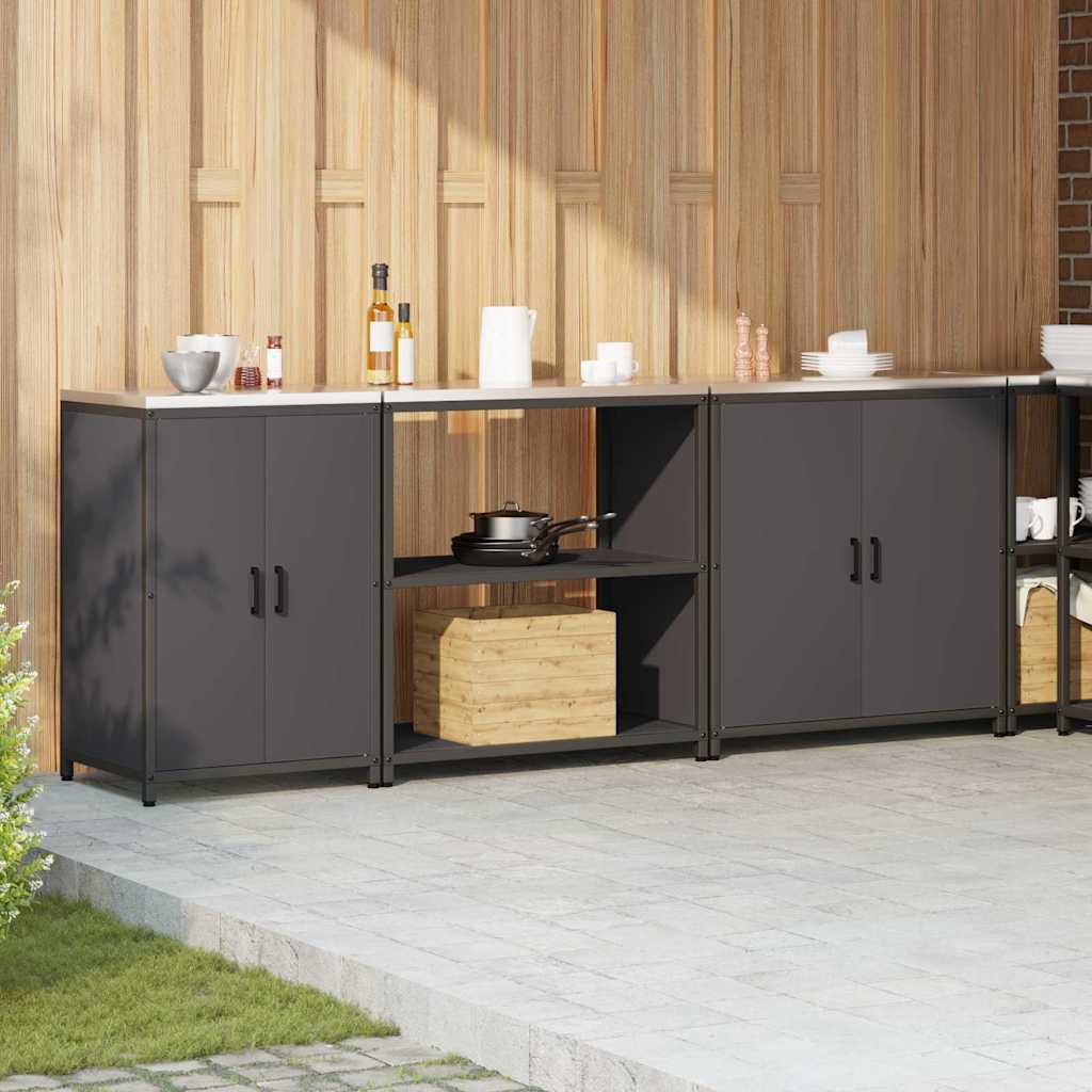 Küchenlager-Set mit Regal 3 pcs Schwarz 240 x 50 x 92 cm