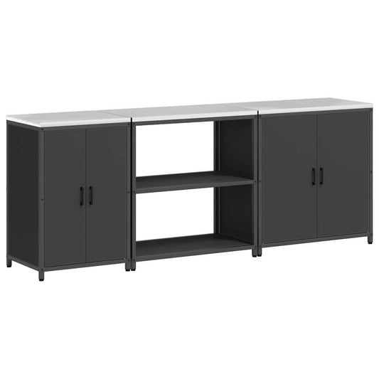 Küchenlager-Set mit Regal 3 pcs Schwarz 240 x 50 x 92 cm