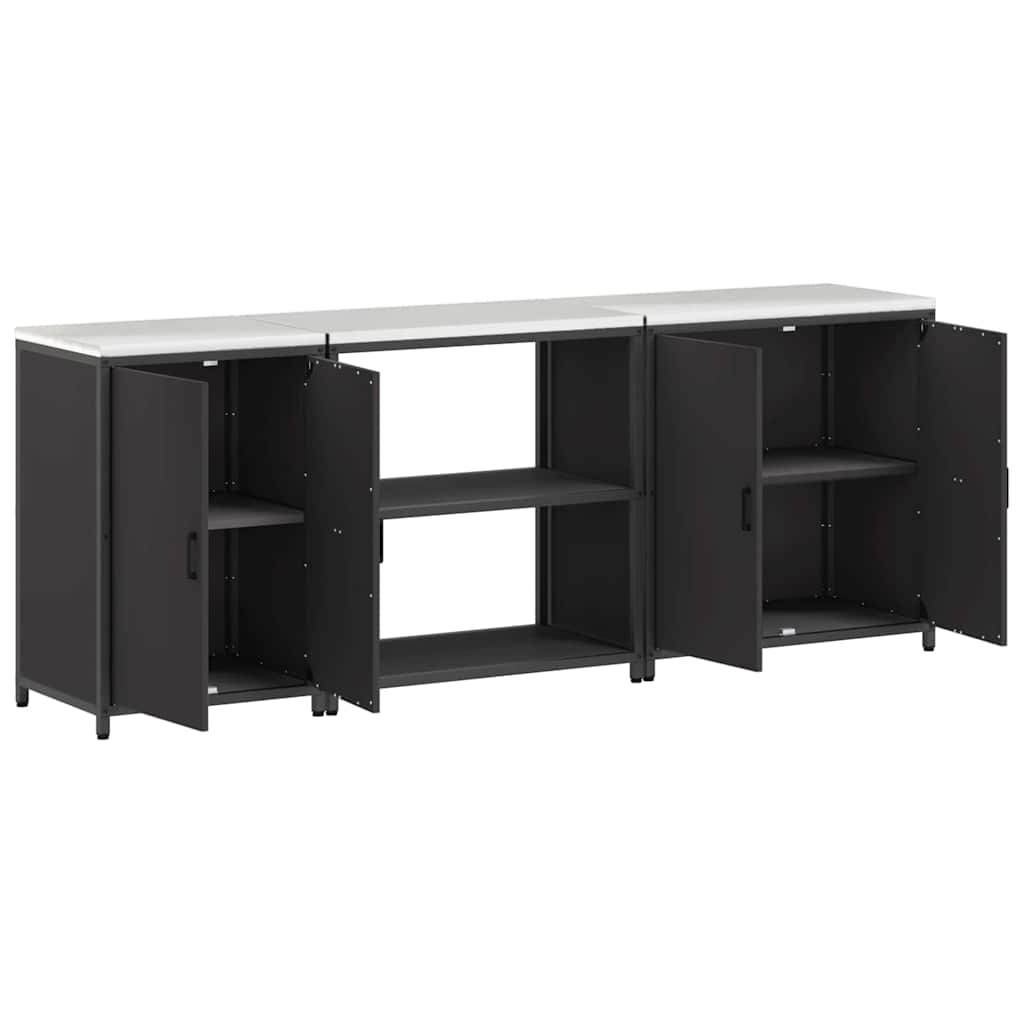 Küchenlager-Set mit Regal 3 pcs Schwarz 240 x 50 x 92 cm