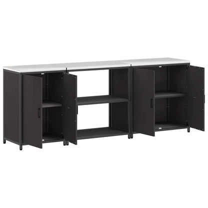 Küchenlager-Set mit Regal 3 pcs Schwarz 240 x 50 x 92 cm