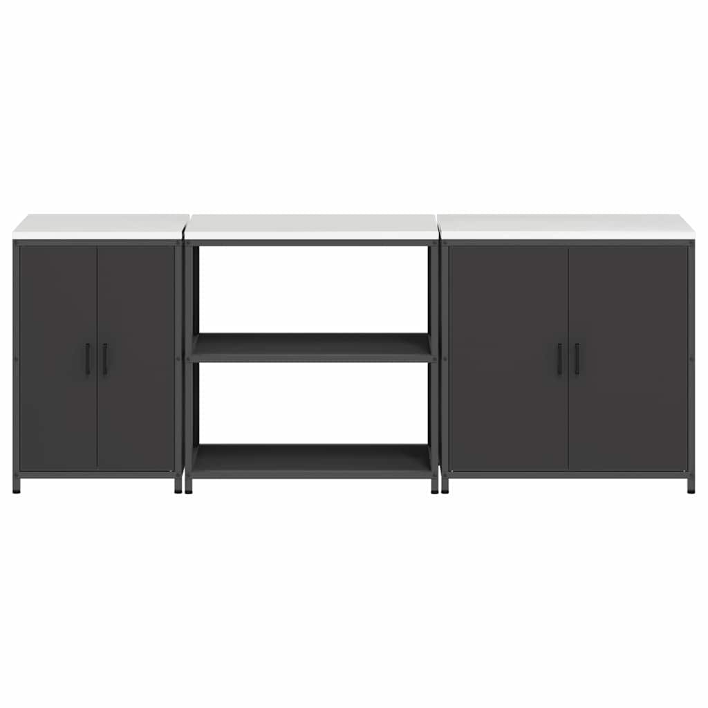 Küchenlager-Set mit Regal 3 pcs Schwarz 240 x 50 x 92 cm