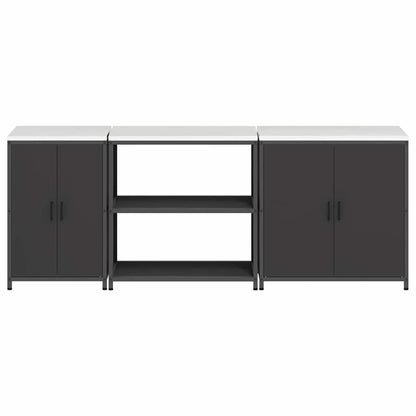 Küchenlager-Set mit Regal 3 pcs Schwarz 240 x 50 x 92 cm