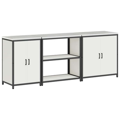 Küchenlager-Set 3 pcs Weiß 240 x 50 x 92 cm Kaltgewalzter Stahl