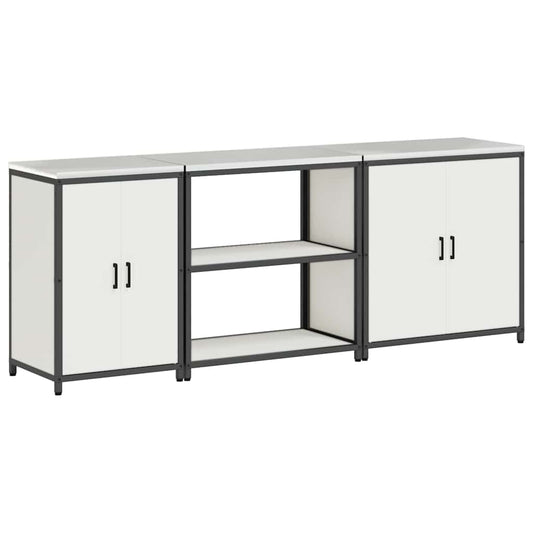 Küchenlager-Set 3 pcs Weiß 240 x 50 x 92 cm Kaltgewalzter Stahl