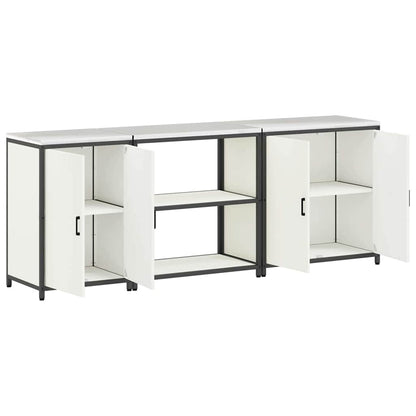 Küchenlager-Set 3 pcs Weiß 240 x 50 x 92 cm Kaltgewalzter Stahl
