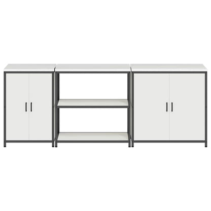 Küchenlager-Set 3 pcs Weiß 240 x 50 x 92 cm Kaltgewalzter Stahl