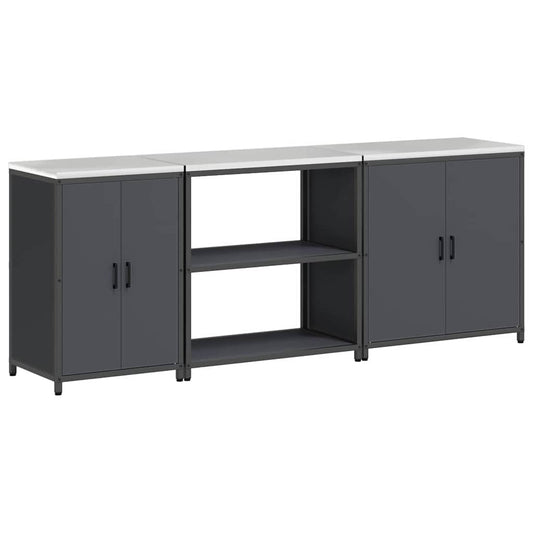 Küchenlager-Set mit Regal 3 pcs Anthrazit 240 x 50 x 92 cm