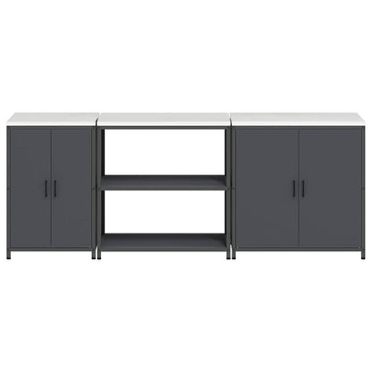 Küchenlager-Set mit Regal 3 pcs Anthrazit 240 x 50 x 92 cm