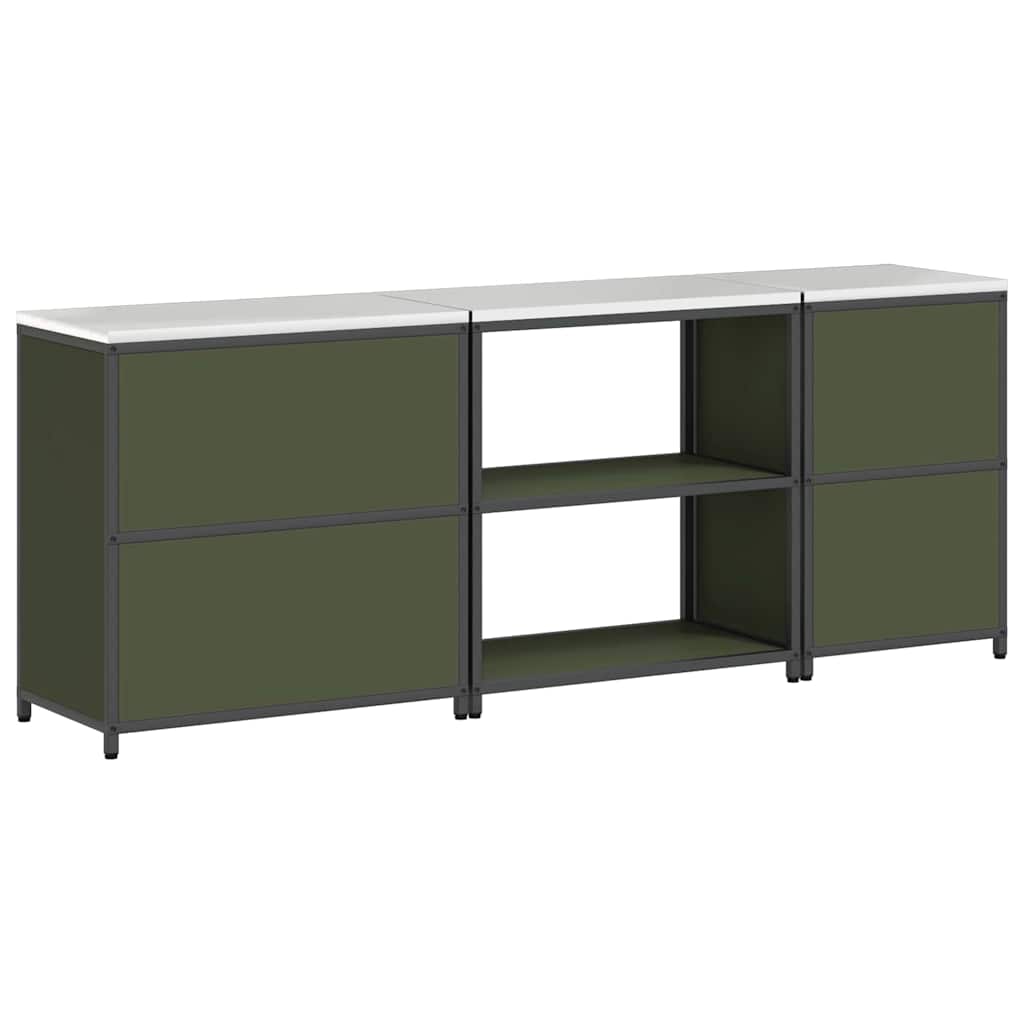 Küchenlager-Set mit Regal 3 pcs Olive Grün 240 x 50 x 92 cm