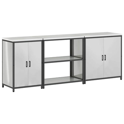 Küchenlager-Set 3 pcs Silber 240 x 50 x 92 cm Verzinkter Stahl