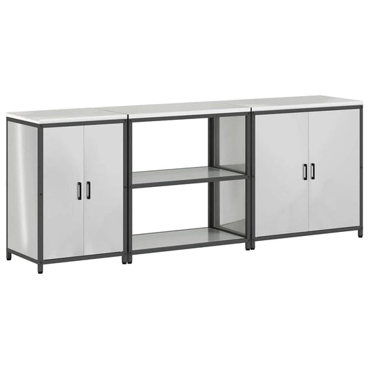 Küchenlager-Set 3 pcs Silber 240 x 50 x 92 cm Verzinkter Stahl