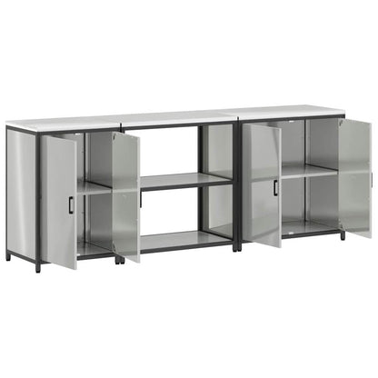 Küchenlager-Set 3 pcs Silber 240 x 50 x 92 cm Verzinkter Stahl