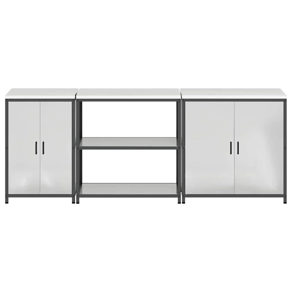 Küchenlager-Set 3 pcs Silber 240 x 50 x 92 cm Verzinkter Stahl