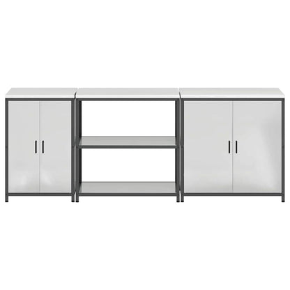 Küchenlager-Set 3 pcs Silber 240 x 50 x 92 cm Verzinkter Stahl
