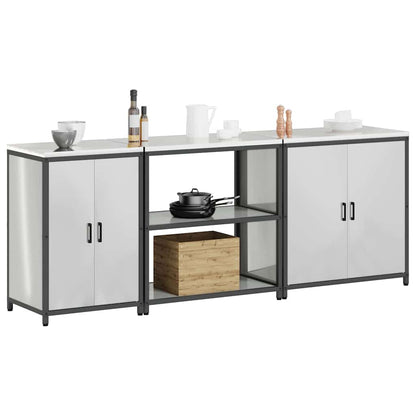 Küchenlager-Set 3 pcs Silber 240 x 50 x 92 cm Verzinkter Stahl
